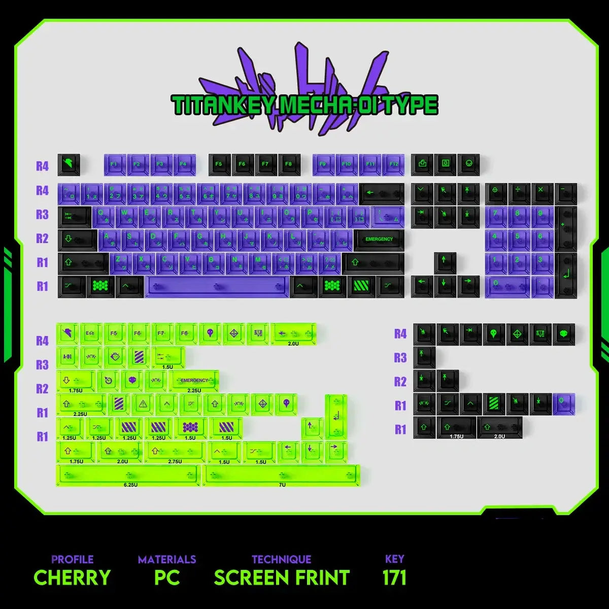 Cherry Profile 171 key Transparent keycaps