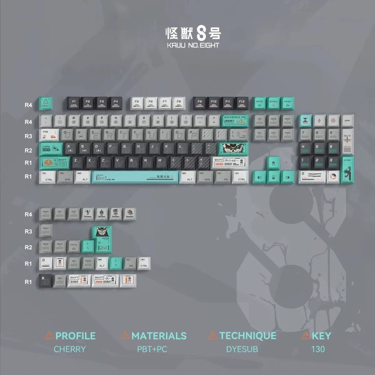 130_Keys_Cherry_Profile_Keycaps_Kaiju_No_8
