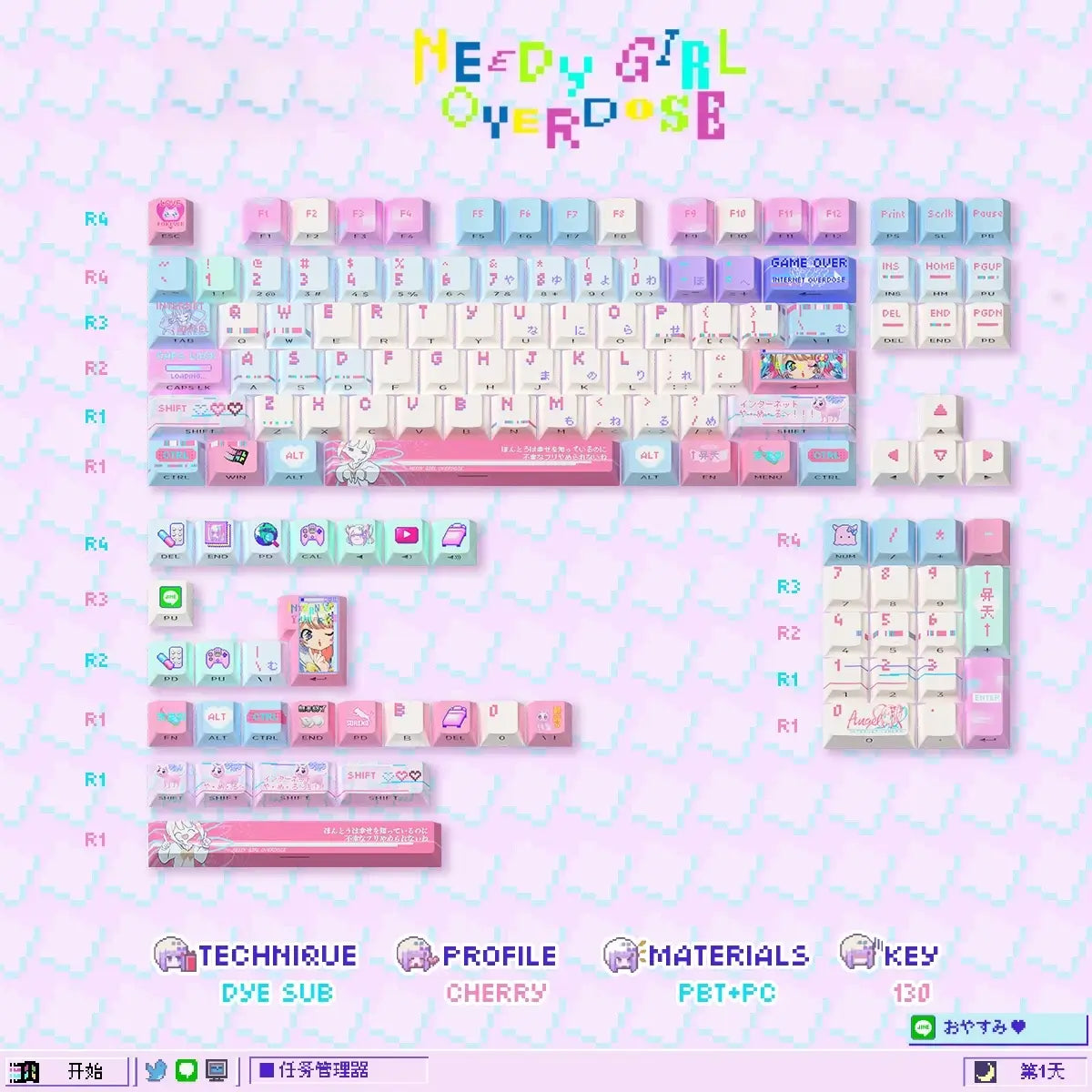 130_Keys_Cherry_Profile_Keycaps_NEEDY_STREAMER_OVERLOAD