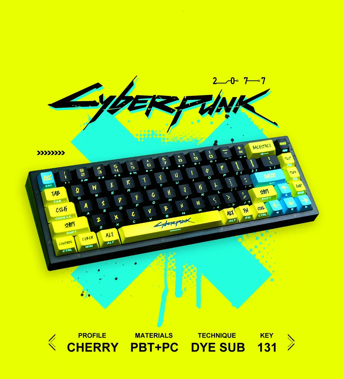 131 Kyes Cherry Profile Cyberpunk Keycaps