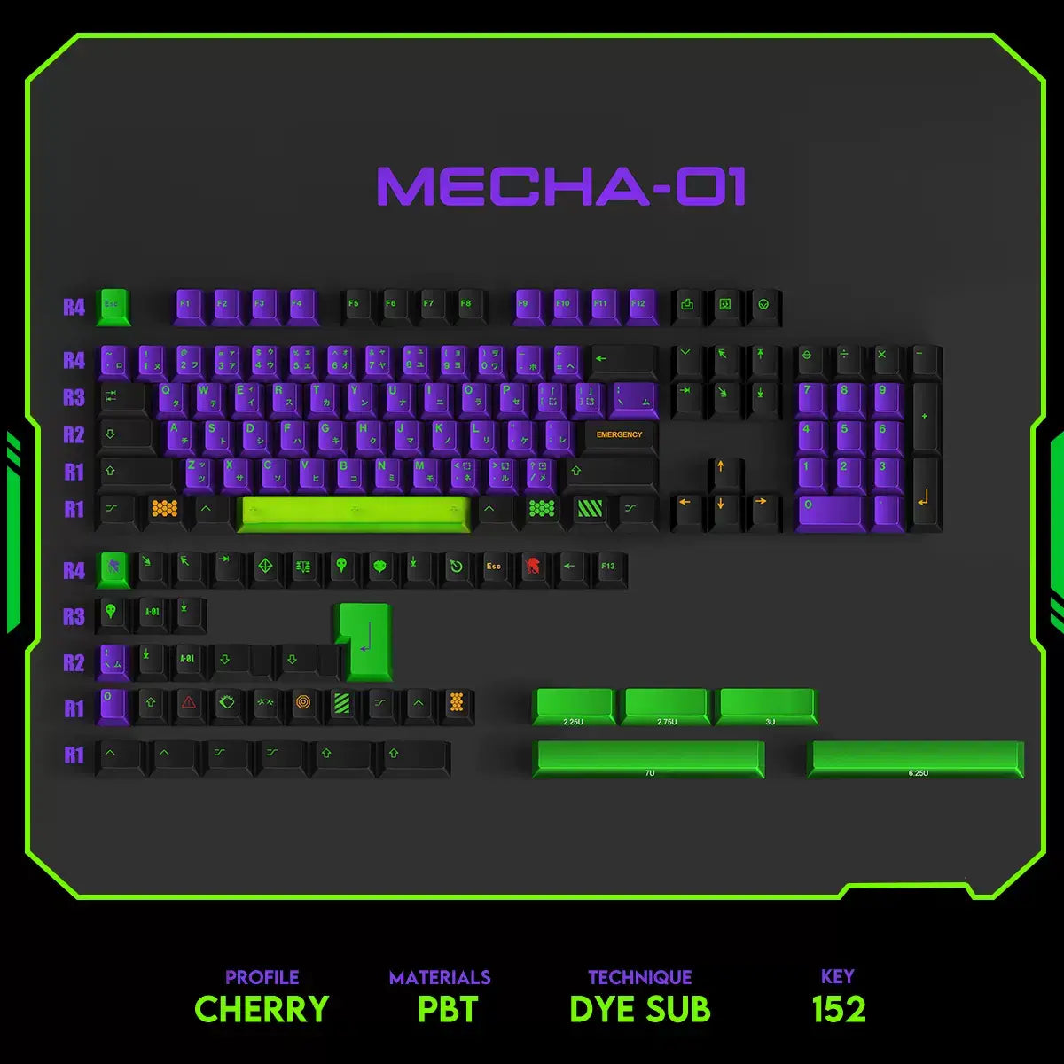 152 Keys Cherry Profile Keycaps——MECHA-01 – DANYAM