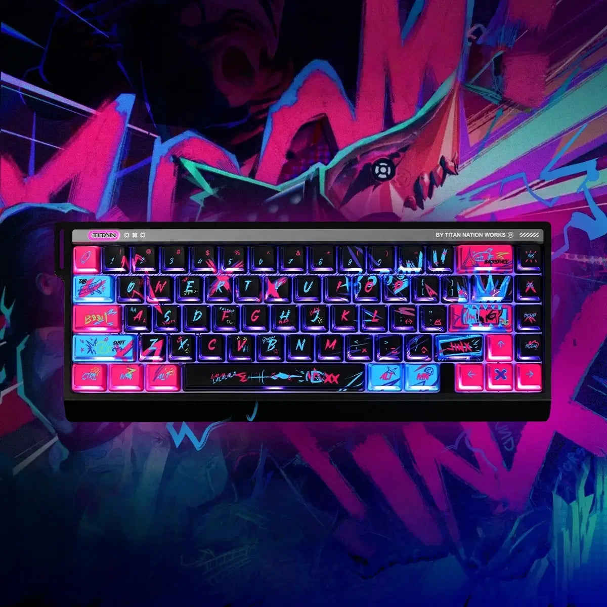 League of Legends Jinx Cherry Profile Keycaps Side Printed