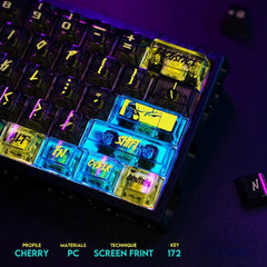 172 Keys Transparent Cherry Profile Keycaps—— Cyberpunk