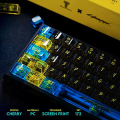 172 Keys Transparent Cherry Profile Keycaps—— Cyberpunk